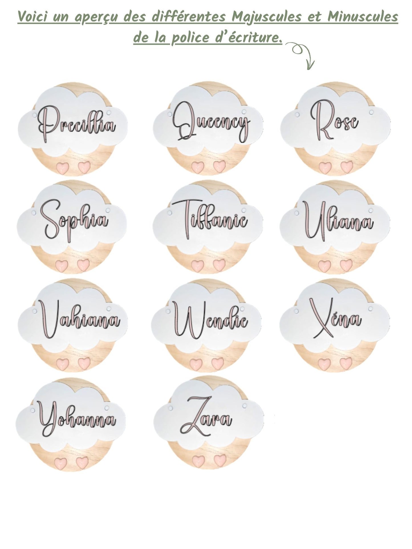 Veilleuse Collection Douceur : Nuages Blancs - Prénom Rose