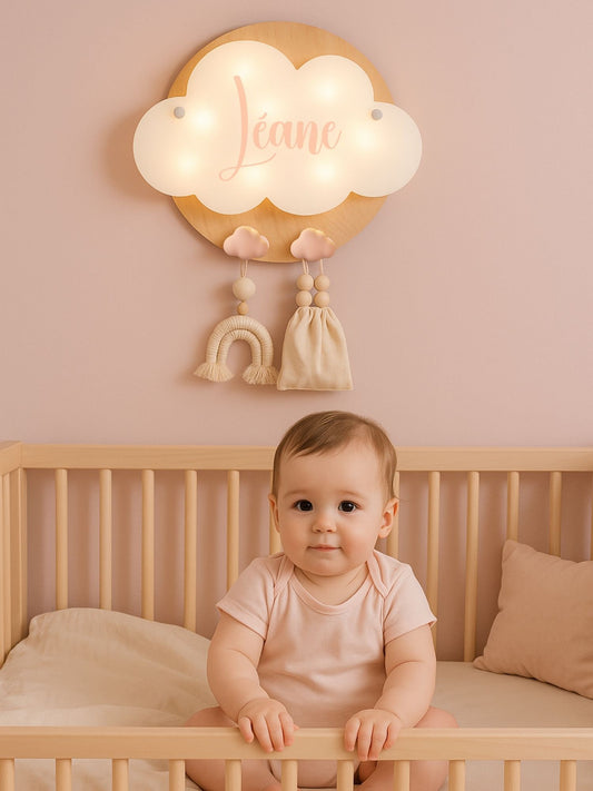 Veilleuse Collection Douceur : Nuages Rose - Prénom Rose