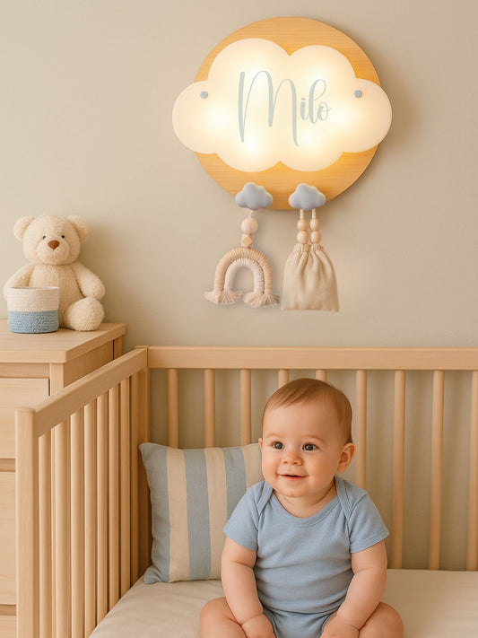 Veilleuse Collection Douceur : Nuages Bleus - Prénom Bleu