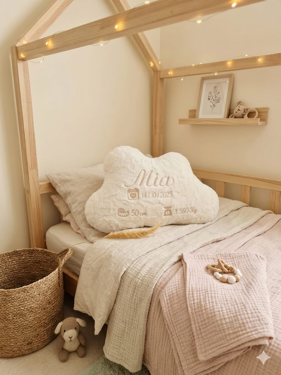 Coussin de naissance personnalisé Nuage