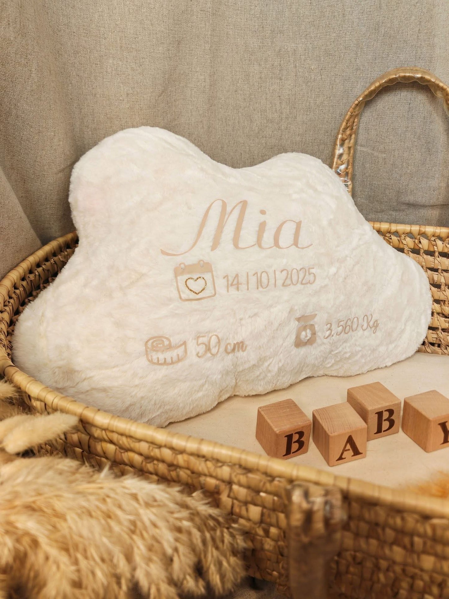 Coussin de naissance personnalisé Nuage