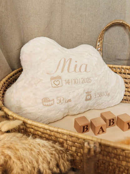 Coussin de naissance personnalisé Nuage