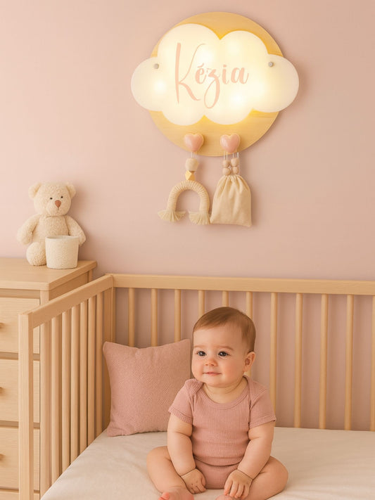 Veilleuse Collection Tendresse : Coeurs Roses - Prénom Rose