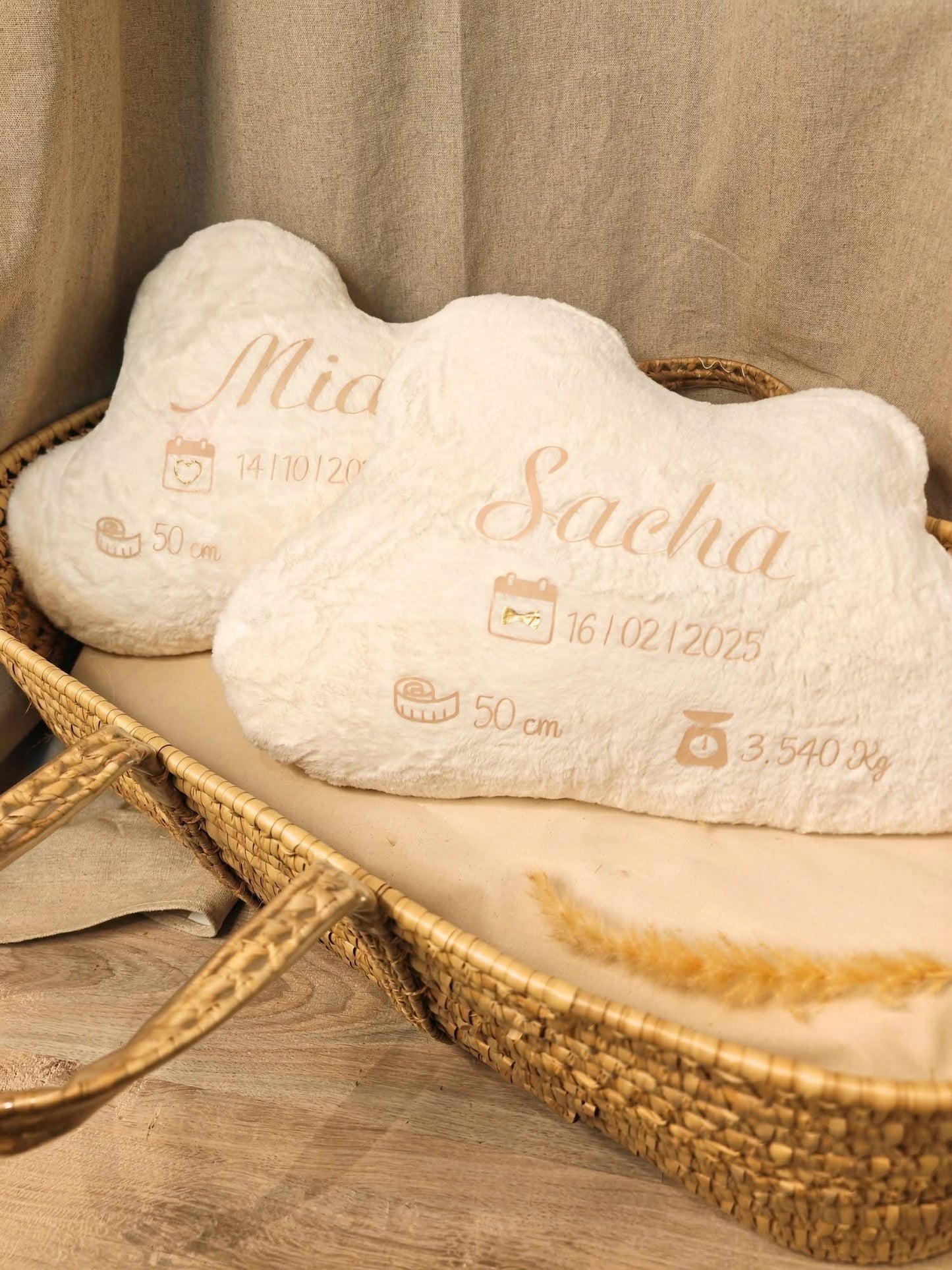 Coussin de naissance personnalisé Nuage