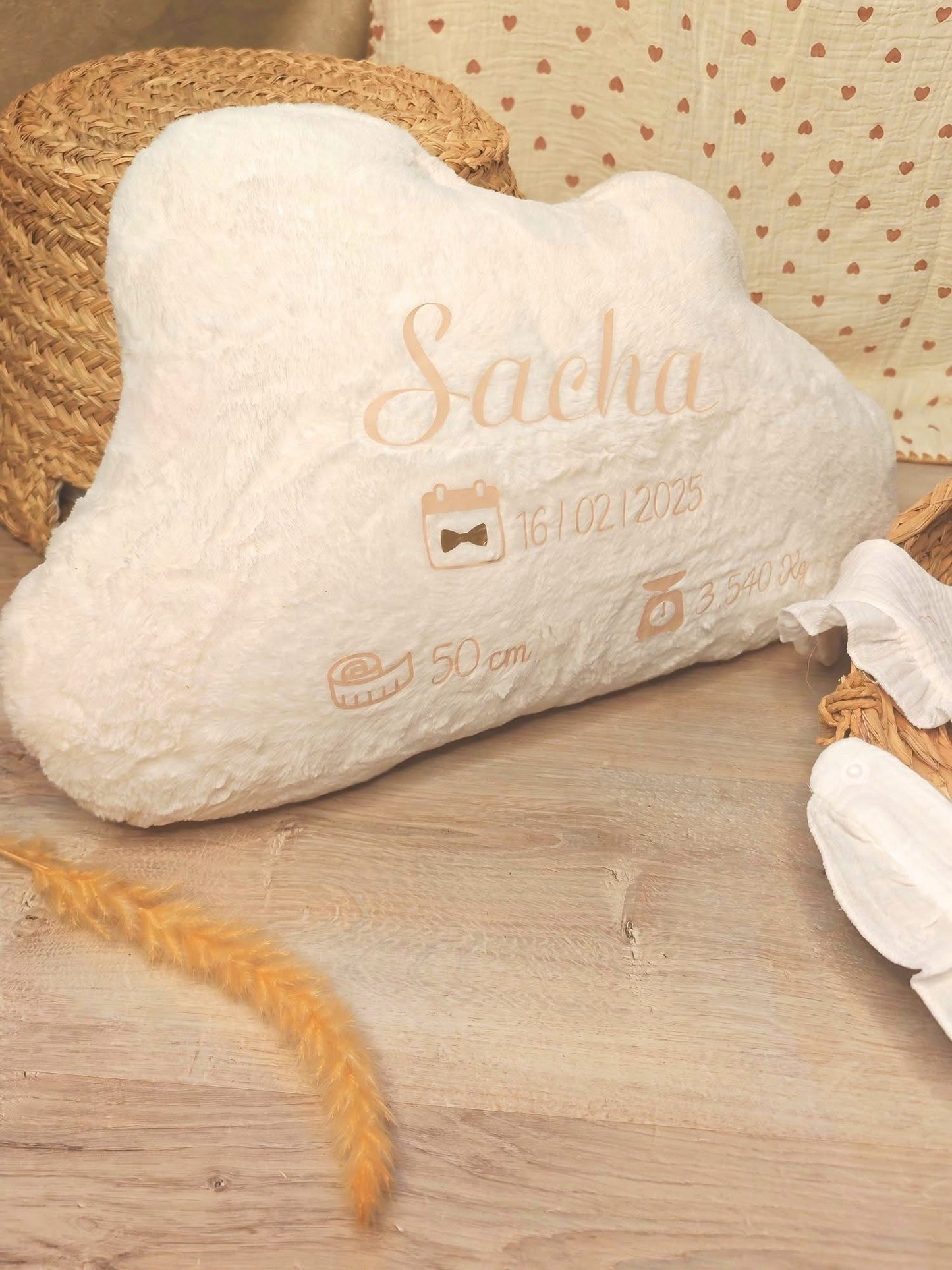 Coussin de naissance personnalisé Nuage