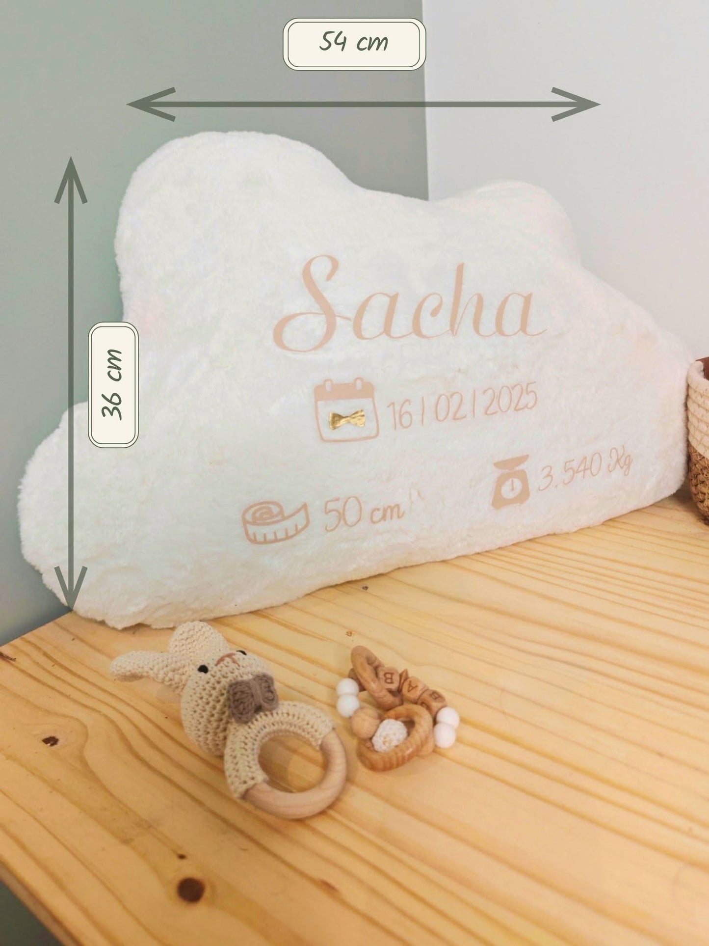 Coussin de naissance personnalisé Nuage