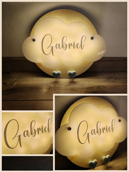 Veilleuse Collection Tendresse : Coeurs Bleus - Prénom Bleu