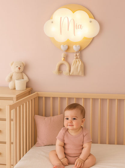 Veilleuse Collection Tendresse : Coeurs Blancs - Prénom Rose