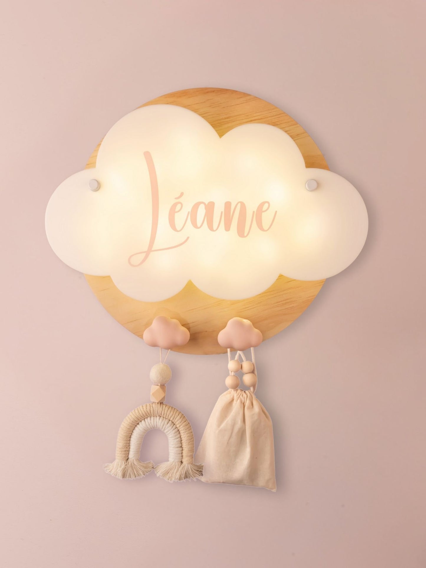 Veilleuse Collection Douceur : Nuages Rose - Prénom Rose