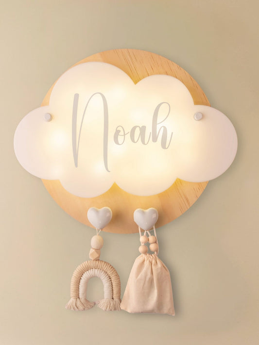 Veilleuse Collection Tendresse : Coeurs Blancs - Prénom Bleu