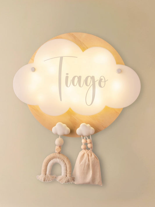 Veilleuse Collection Douceur : Nuages Blancs - Prénom Bleu